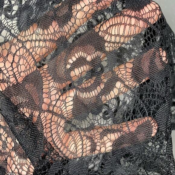 QED London ASOS Black Sheer Lace Kimono Fringe Coverup Size Small NWT - Picture 7 of 10